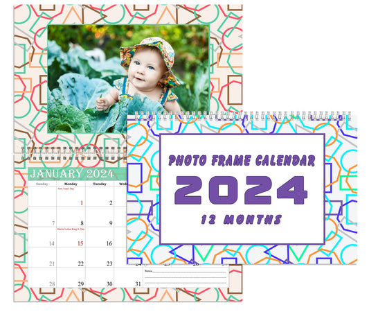 2024 Photo Frame Wall Spiral-bound Calendar (Add Your Own Photos) - 12 Months Desktop/Wall Calendar/Planner - (Edition #11)