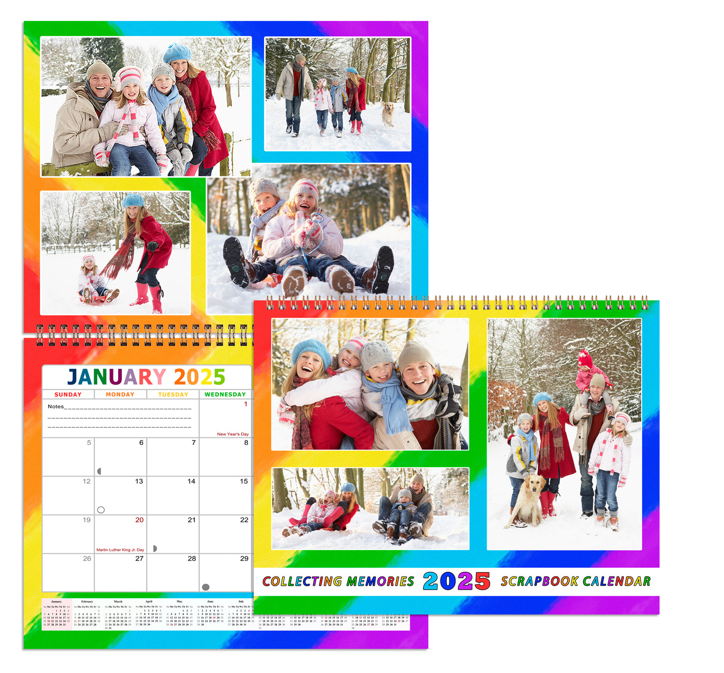 2025 Scrapbook Wall Calendar Spiral-bound (Add Your Own Photos) - 12 Months Desktop #014