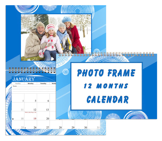 2026 Photo Frame Wall Spiral-bound Calendar (Add Your Own Photos) - 12 Months Desktop/Wall Calendar/Planner - (Edition #02).