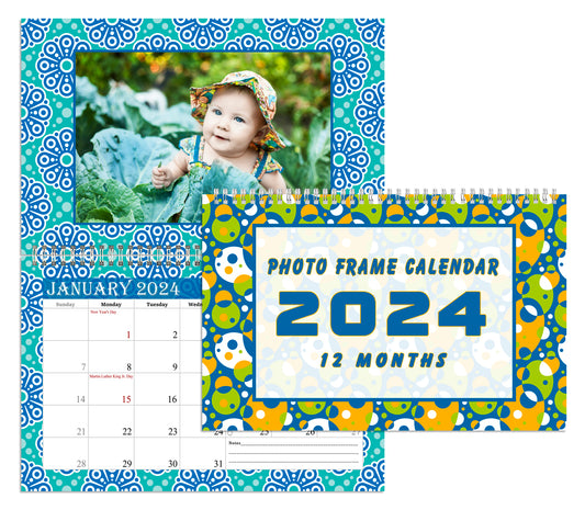 2024 Photo Frame Wall Spiral-bound Calendar (Add Your Own Photos) - 12 Months Desktop/Wall Calendar/Planner - (Edition #15)