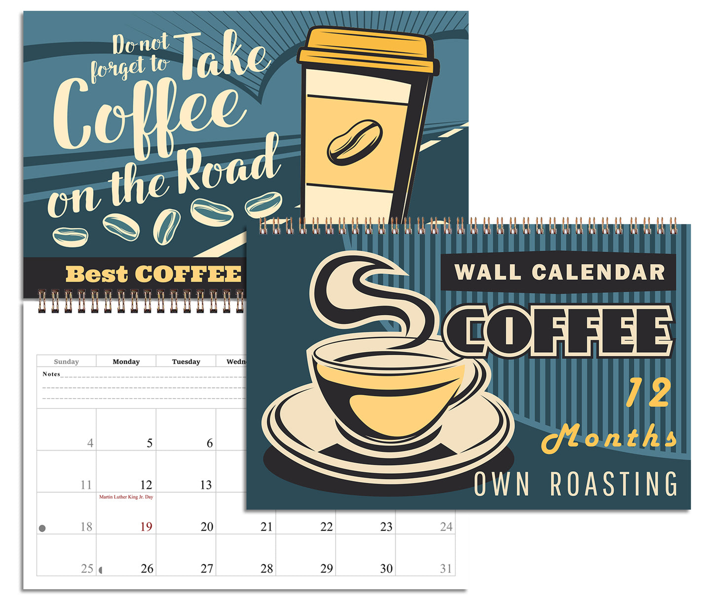 2027 Spiral-bound Wall Calendar (Coffee) - 12 Months Desktop/Wall Calendar/Planner