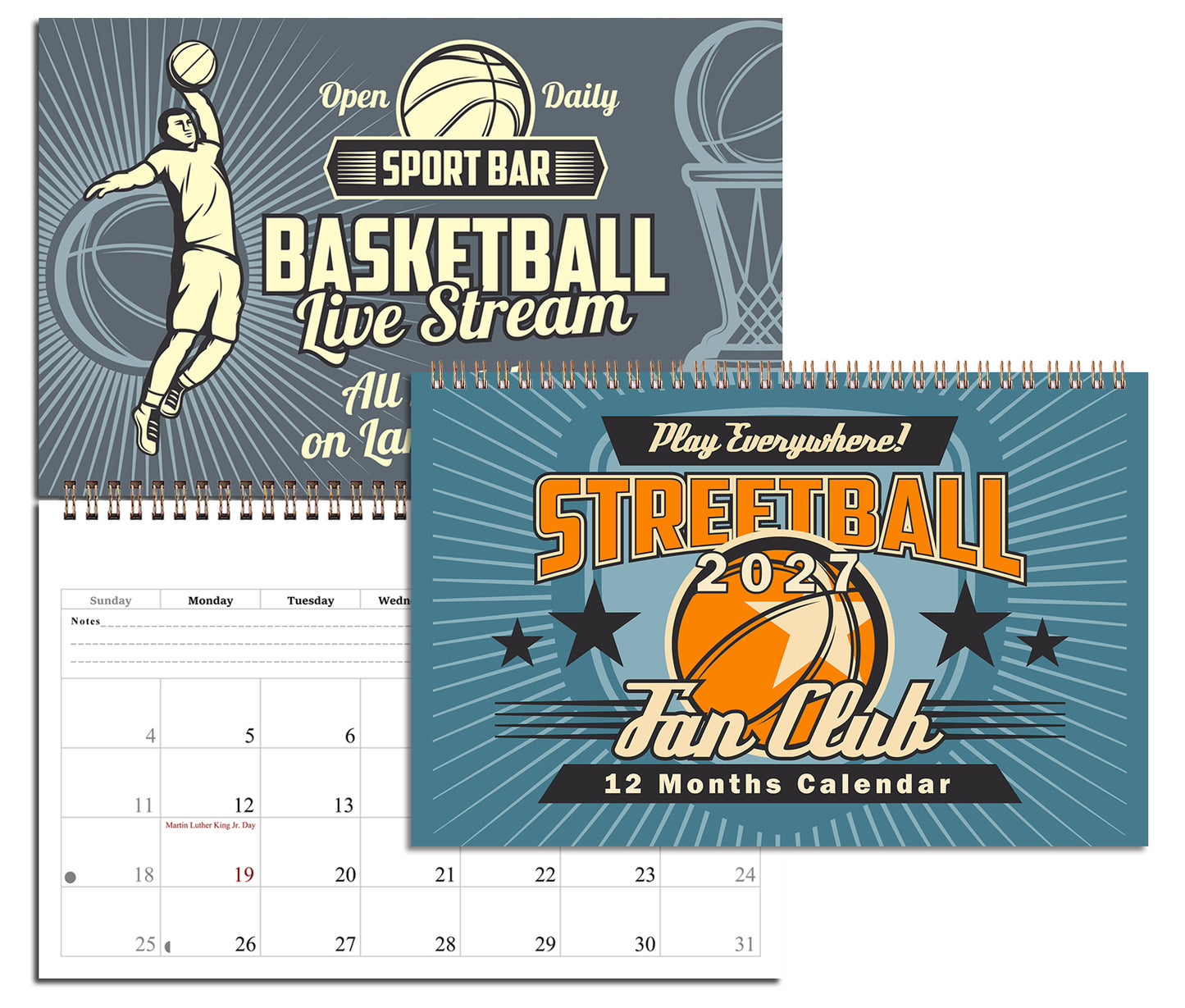 2027 Spiral-bound Wall Calendar (Basketball) - 12 Months Desktop/Wall Calendar/Planner (Copy)