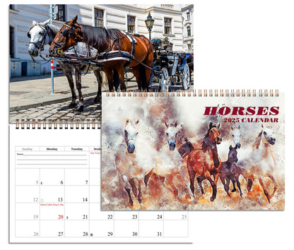 2025 Spiral-bound Wall Calendar (Horses) - 12 Months Desktop/Wall Calendar/Planner