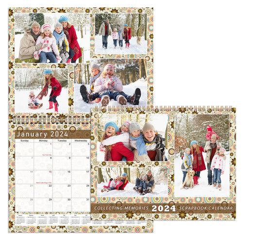 2024 Scrapbook Wall Calendar Spiral-bound (Add Your Own Photos) - 12 Months Desktop #010