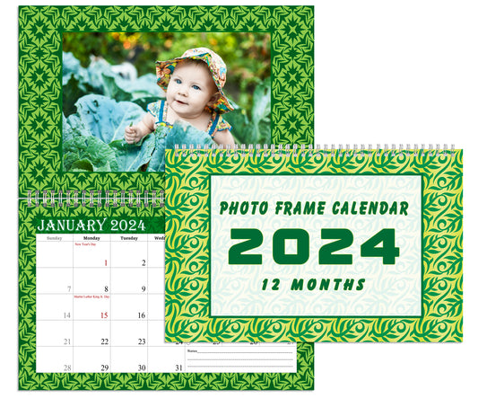 2024 Photo Frame Wall Spiral-bound Calendar (Add Your Own Photos) - 12 Months Desktop/Wall Calendar/Planner - (Edition #06)