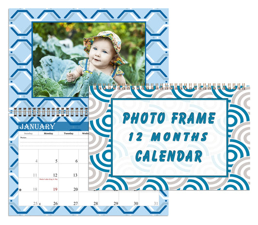 2027 Photo Frame Wall Spiral-bound Calendar (Add Your Own Photos) - 12 Months Desktop/Wall Calendar/Planner - (Edition #04)