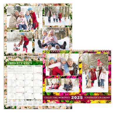 2025 Scrapbook Wall Calendar Spiral-bound (Add Your Own Photos) - 12 Months Desktop #012