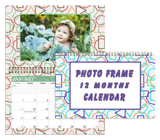 2027 Photo Frame Wall Spiral-bound Calendar (Add Your Own Photos) - 12 Months Desktop/Wall Calendar/Planner - (Edition #11)