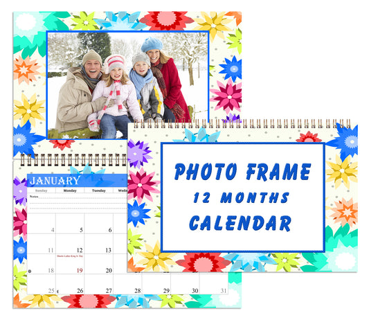 2027 Photo Frame Wall Spiral-Bound Calendar (Add Your Own Photos) - 12 Months Desktop/Wall Calendar/Planner - (Edition #01)