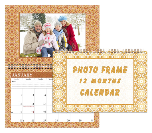 2026 Photo Frame Wall Spiral-bound Calendar (Add Your Own Photos) - 12 Months Desktop/Wall Calendar/Planner - (Edition #09)