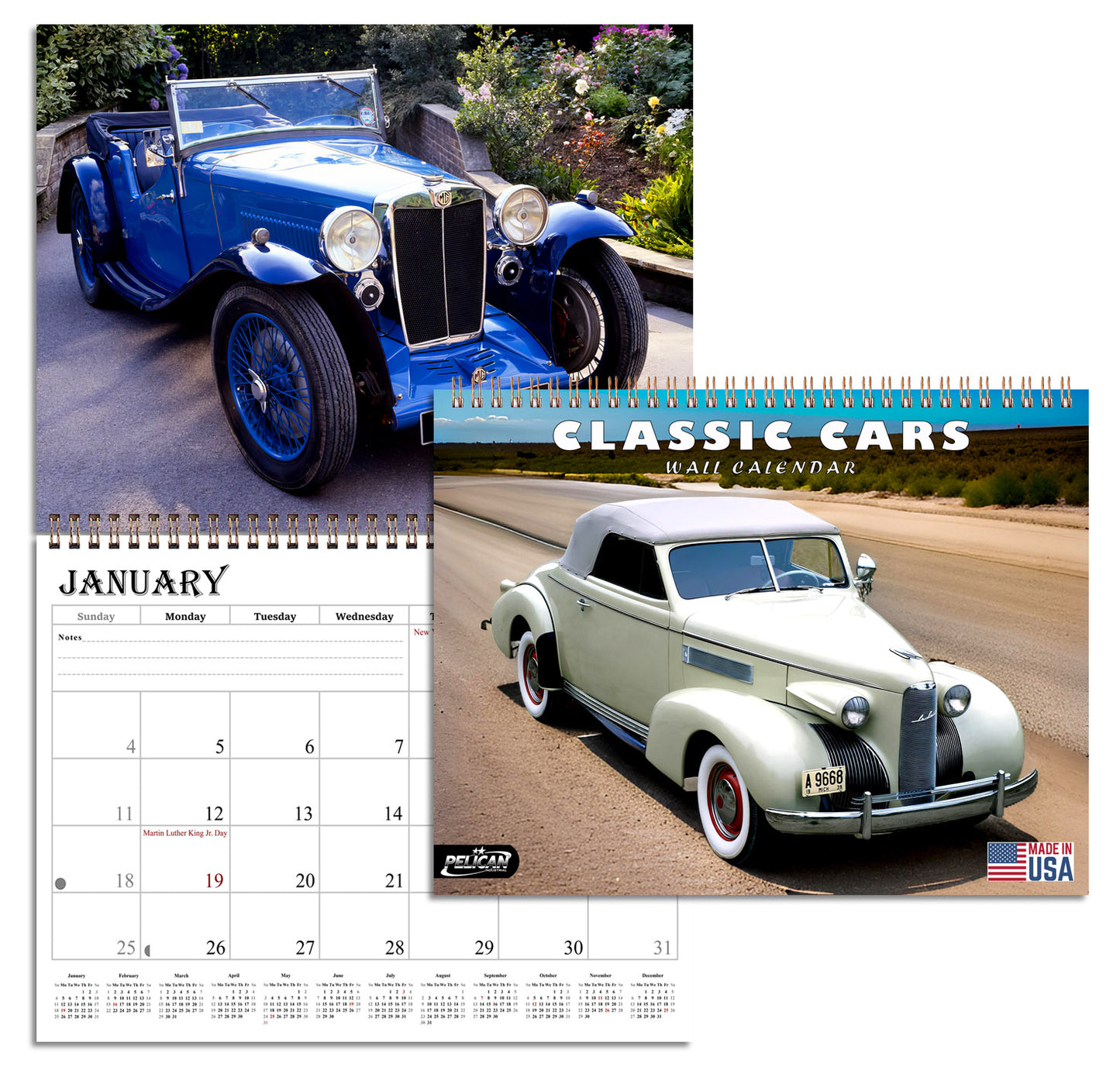 2026 Spiral-bound Wall Calendar (Classic Cars) - 12 Months Desktop/Wall Calendar/Planner