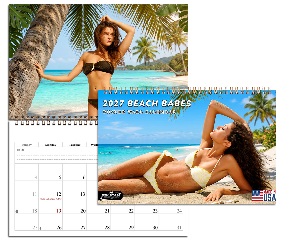 2027 Wall Calendar Beach Babes Bikini Women - 12 Months Desktop / Wall Calendar