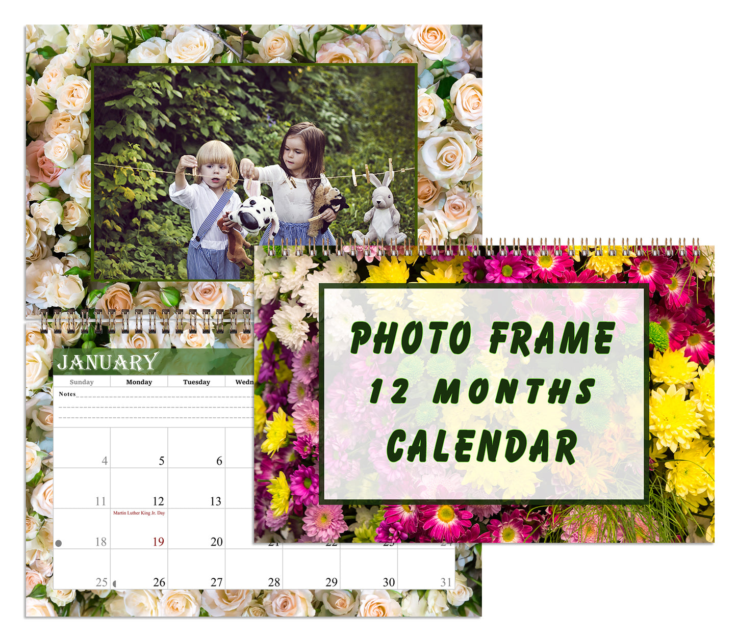 2026 Photo Frame Wall Spiral-bound Calendar (Add Your Own Photos) - 12 Months Desktop/Wall Calendar/Planner - (Edition #13)