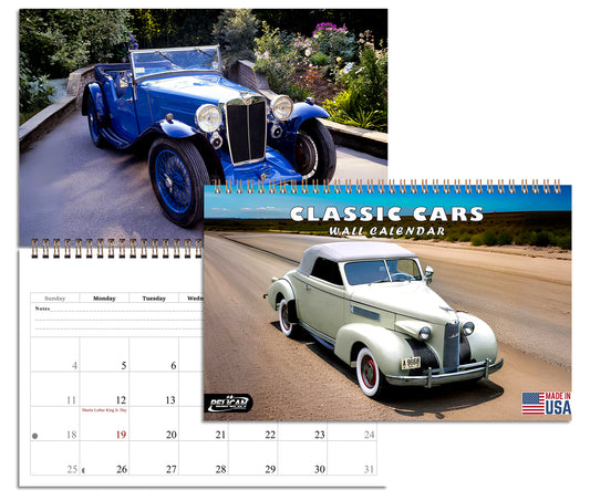 2027 Spiral-bound Wall Calendar (Classic Cars) - 12 Months Desktop/Wall Calendar/Planner