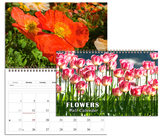 2026 Spiral-bound Wall Calendar (Flowers) - 12 Months Desktop/Wall Calendar/Planner