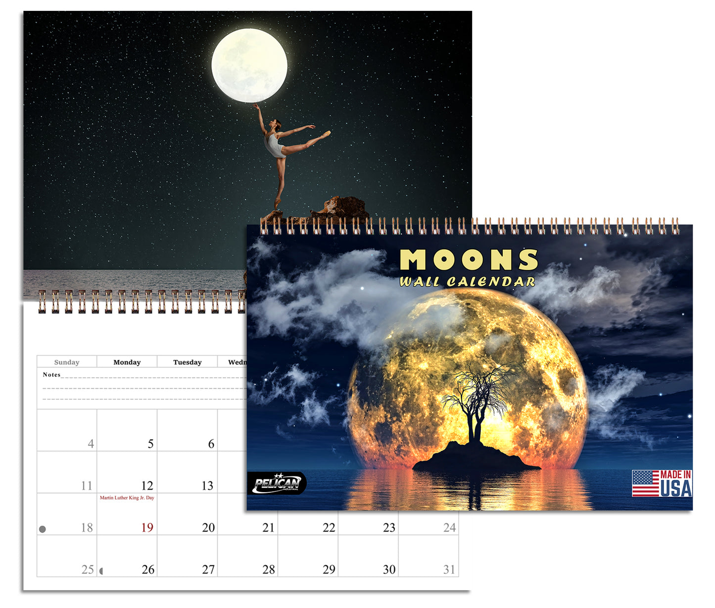 2027 Spiral-bound Wall Calendar (Moons) - 12 Months Desktop/Wall Calendar/Planner
