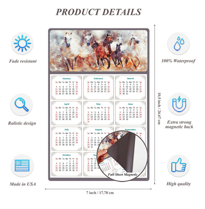 2026 Magnetic Calendar - Calendar Magnets - Today is my Lucky Day - (Fade, Tear, and Water Resistant) - Horses Themed 09