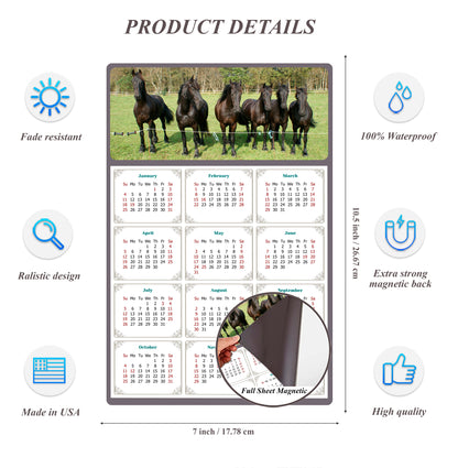 2026 Magnetic Calendar - Calendar Magnets - Today is my Lucky Day - (Fade, Tear, and Water Resistant) - Horses Themed 06