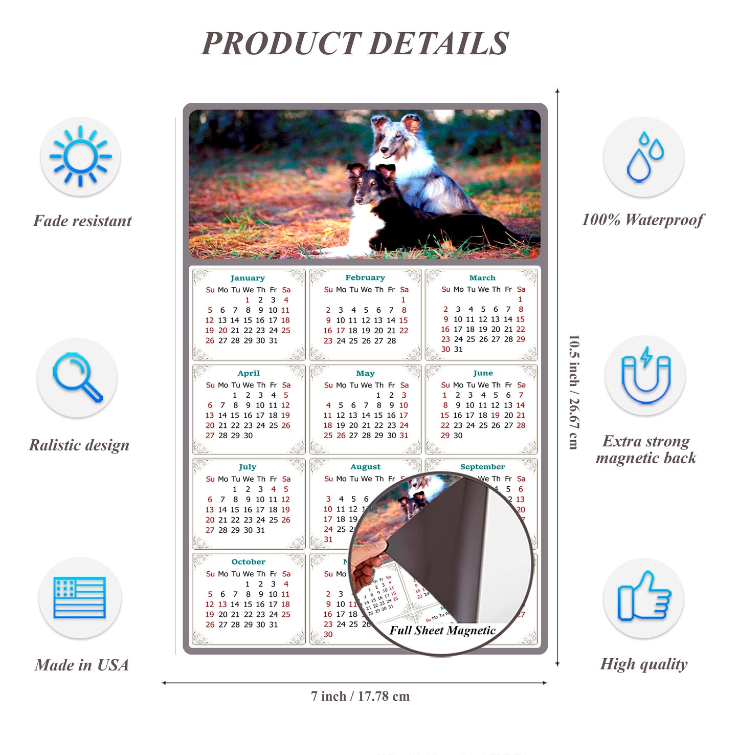 2026 Magnetic Calendar - Today is My Lucky Day (Fade, Tear, and Water Resistant)- Dogs Themed 09