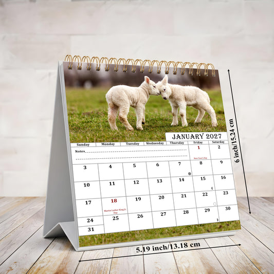 2027-12 Months Desk Calendar Desktop Planner with To-Do List (Baby Animals)