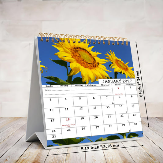 2027-12 Months Desk Calendar Desktop Planner with To-Do List (Sunflowers)