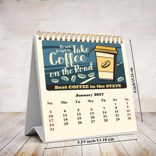 2027-12 Months Desk Calendar Desktop Planner with To-Do List (Coffee)