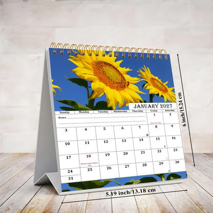 2026-2027 18 Months Standing Flip Desk Calendar Desktop Planner (Sunflowers)
