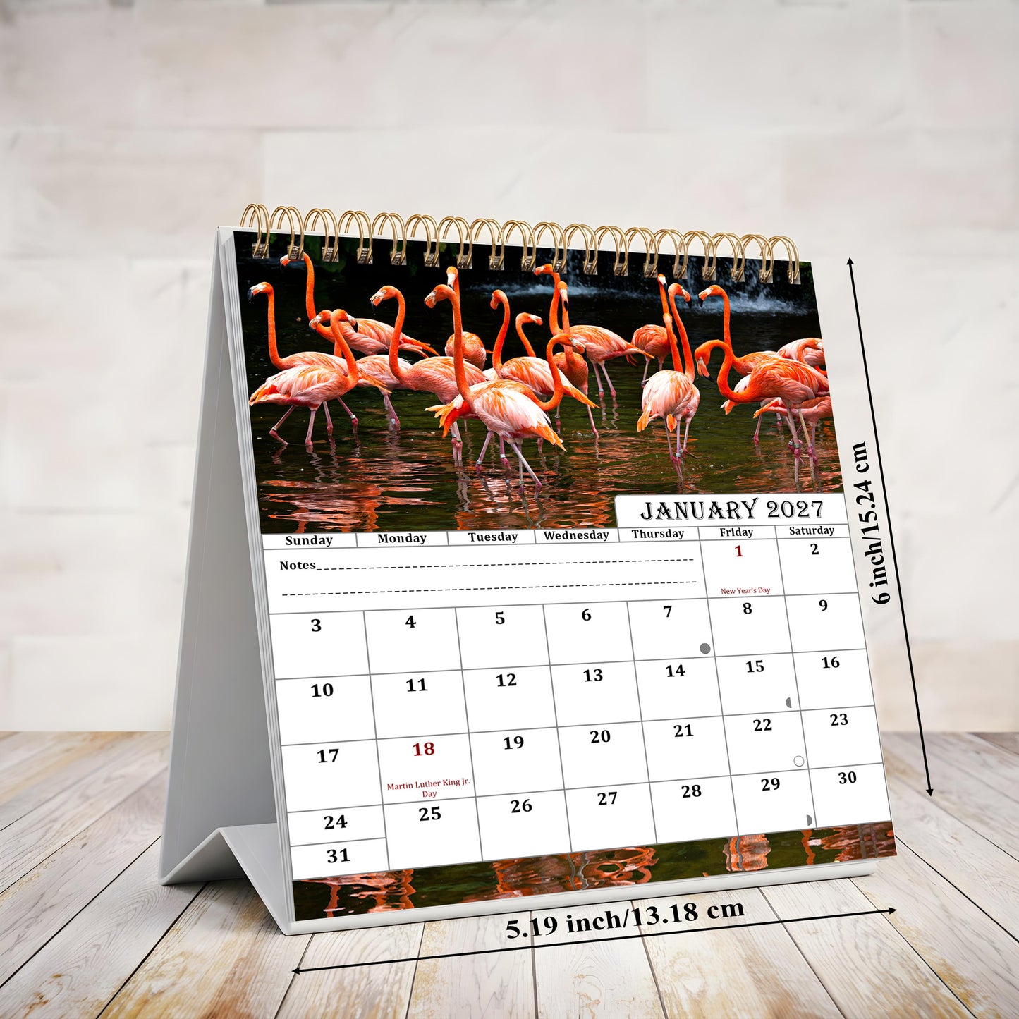 2027-12 Months Desk Calendar Desktop Planner with To-Do List (Birds)