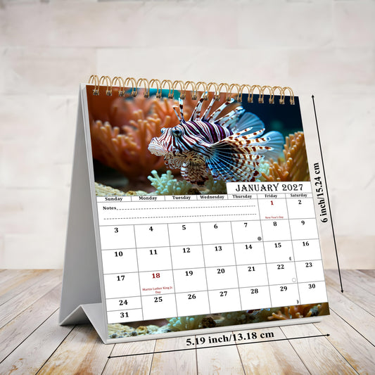 2027-12 Months Desk Calendar Desktop Planner with To-Do List (Tropical Fishes)