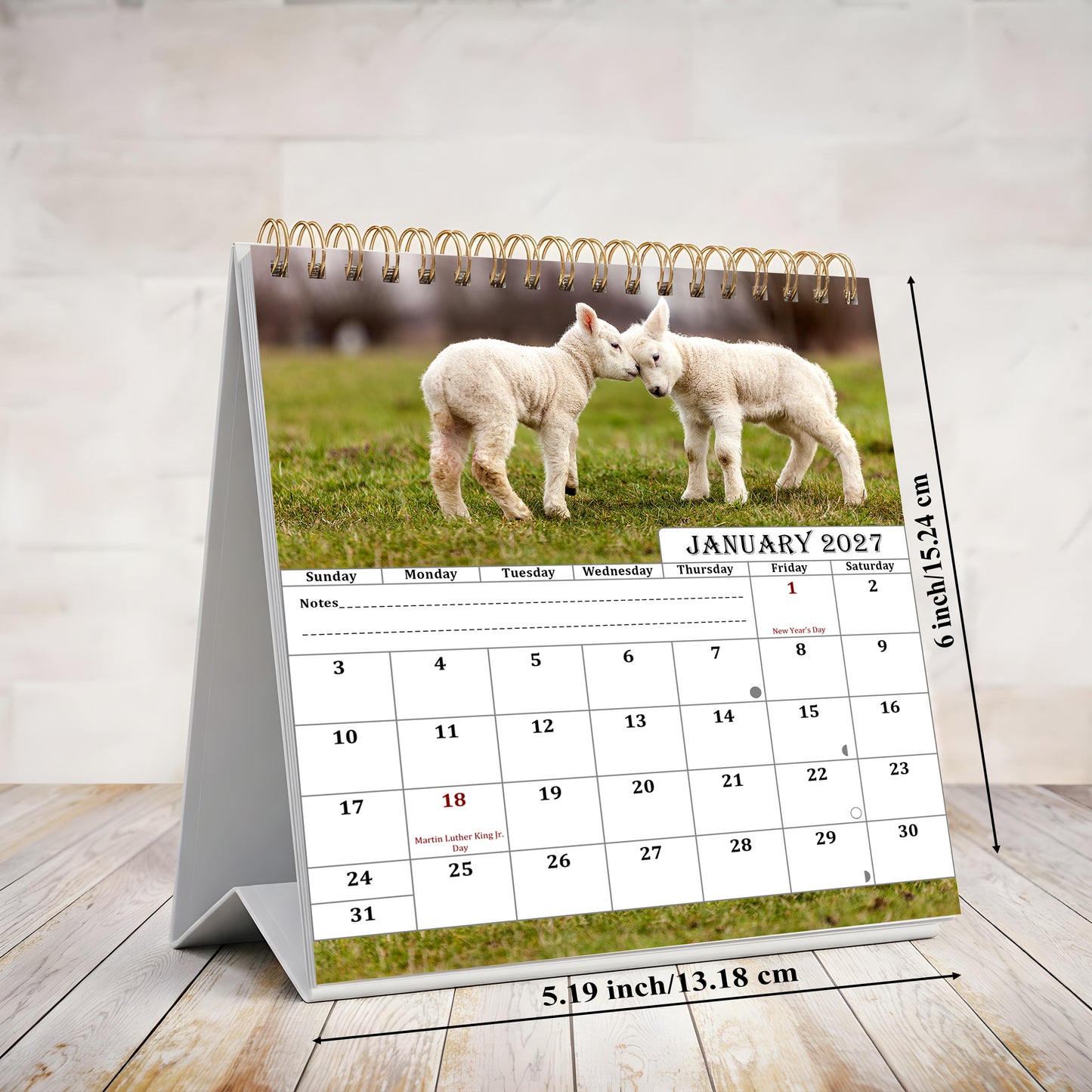 2026-2027 18 Months Standing Flip Desk Calendar Desktop Planner (Baby Animals)