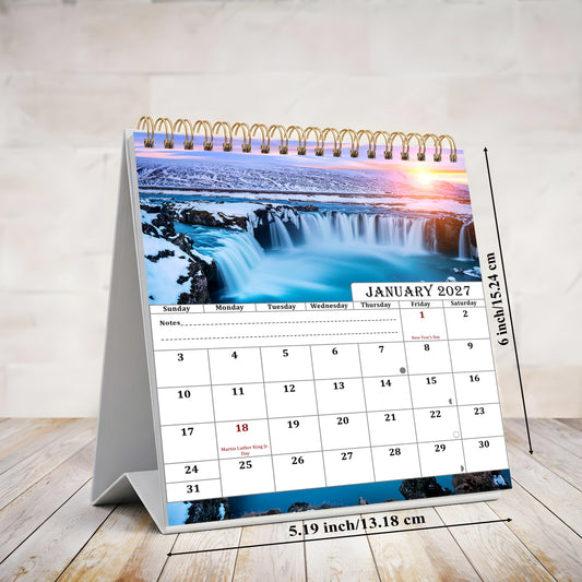 2027-12 Months Desk Calendar Desktop Planner with To-Do List (Sunset&Sunflowers)
