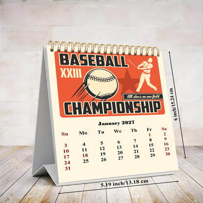 2026-2027 18 Months Standing Flip Desk Calendar Desktop Planner (Baseball)