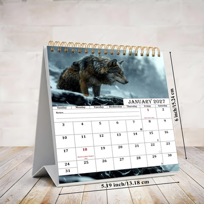 2026-2027 18 Months Standing Flip Desk Calendar Desktop Planner (Wolves)