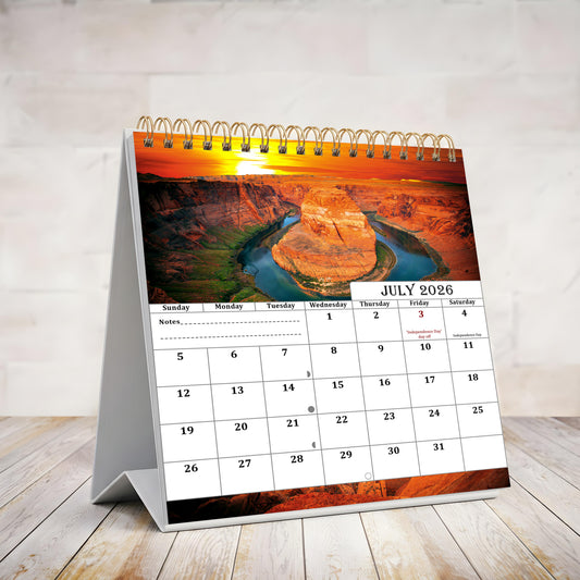 2026-2027 18 Months Standing Flip Desk Calendar Desktop Planner (Sunset&Sunflowers)