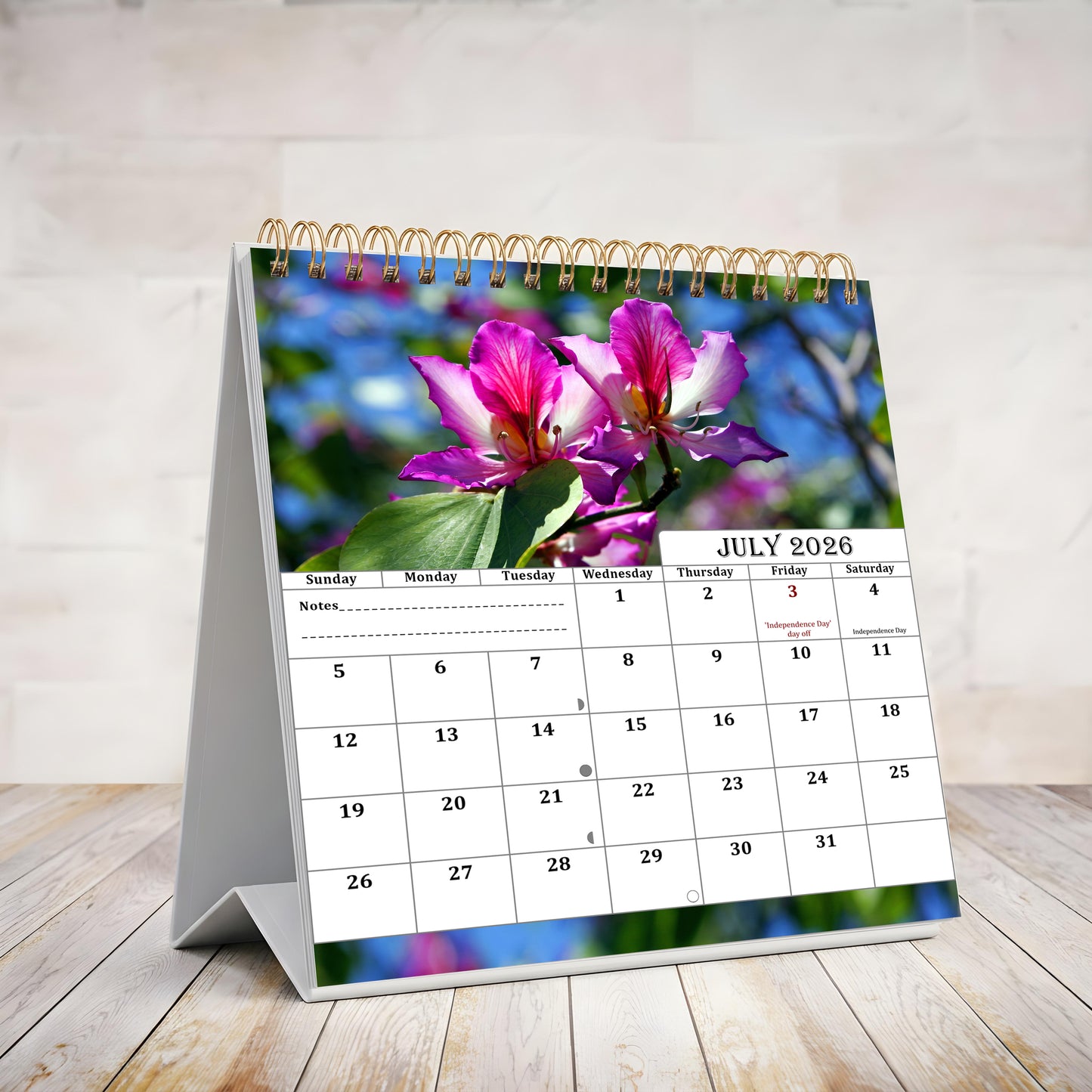 2026-2027 18 Months Standing Flip Desk Calendar Desktop Planner (Flowers)