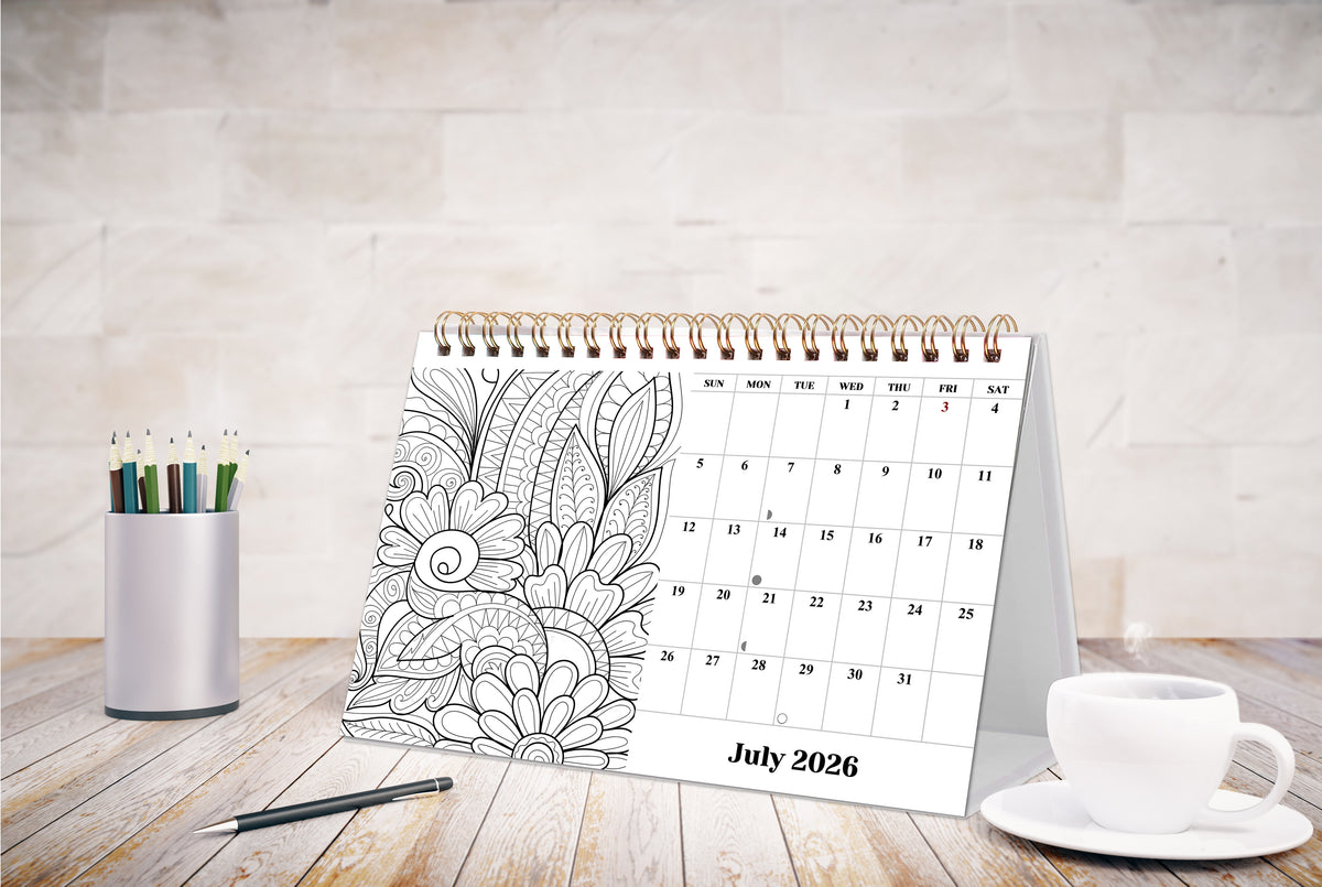 2026-2027 -18 Months Desk Calendar Desktop Planner with To-Do List (Flowers)