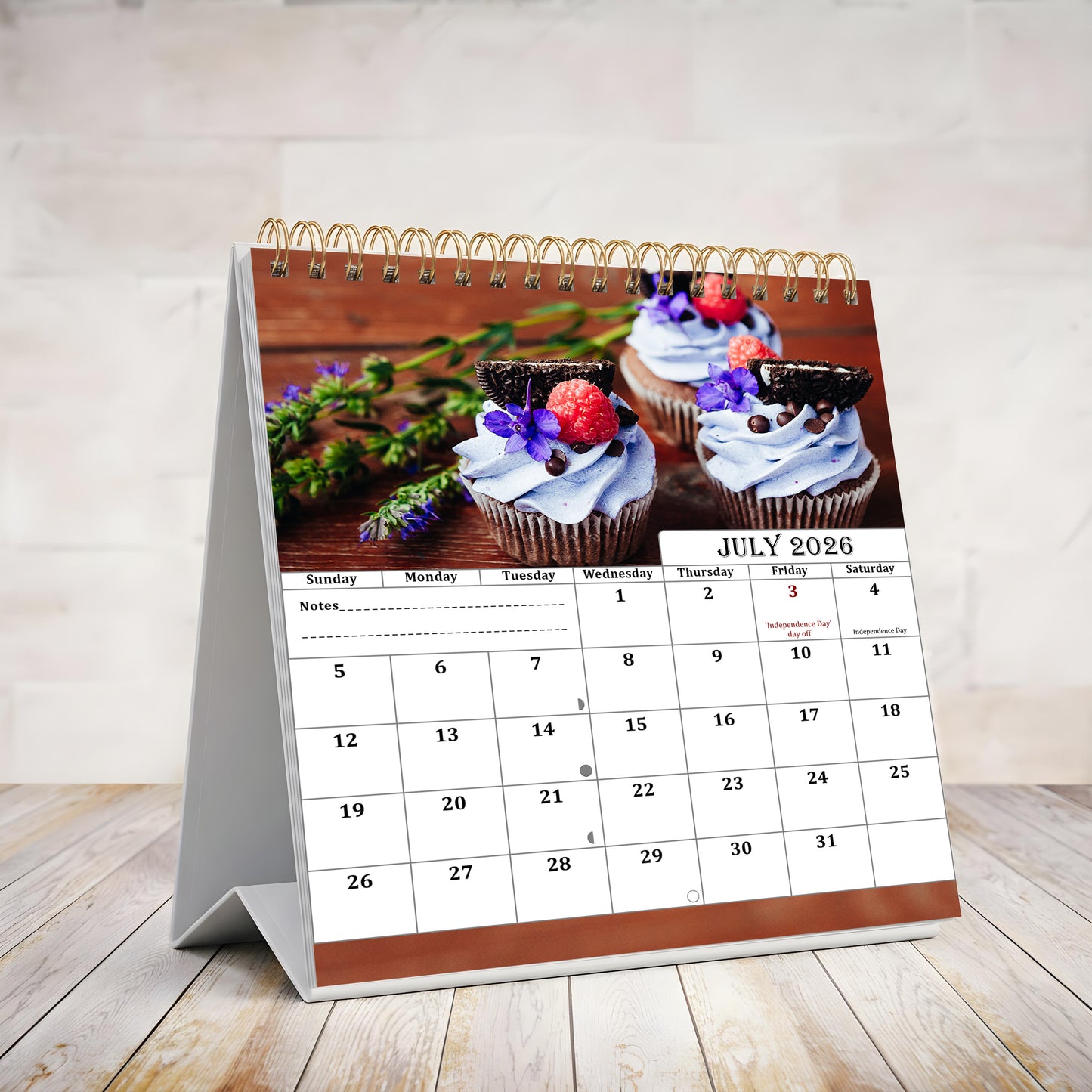 2026-2027 18 Months Standing Flip Desk Calendar Desktop Planner (Cupcakes)