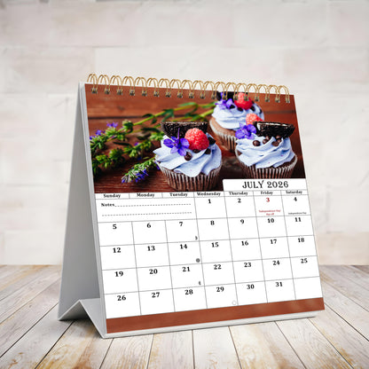 2026-2027 18 Months Standing Flip Desk Calendar Desktop Planner (Cupcakes)