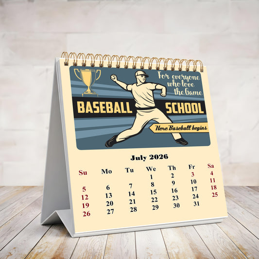 2026-2027 18 Months Standing Flip Desk Calendar Desktop Planner (Baseball)