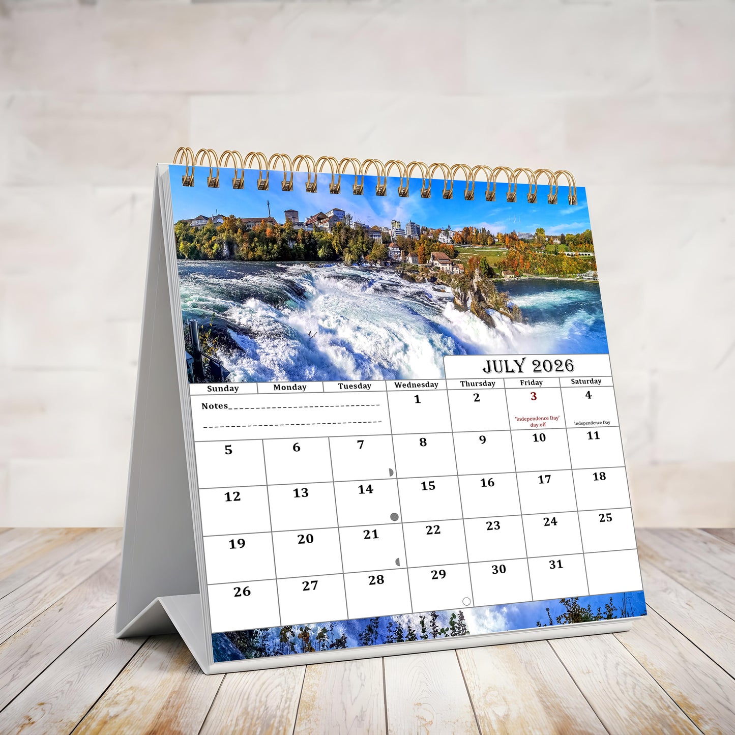 2026-2027 18 Months Standing Flip Desk Calendar Desktop Planner (Waterfalls)