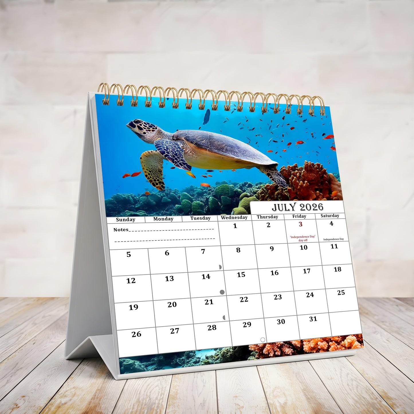 2026-2027 18 Months Standing Flip Desk Calendar Desktop Planner (Sea Turtles)