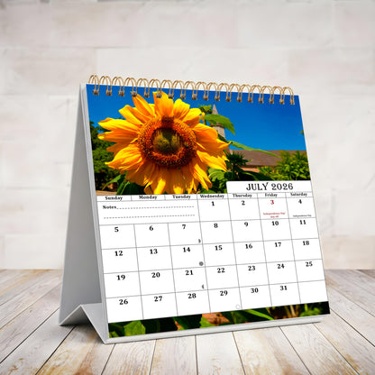 2026-2027 18 Months Standing Flip Desk Calendar Desktop Planner (Sunflowers)