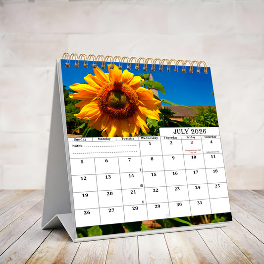 2026-2027 18 Months Standing Flip Desk Calendar Desktop Planner (Sunflowers)