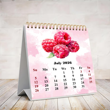 2026-2027 18 Months Standing Flip Desk Calendar Desktop Planner (Fruits&Berrie)