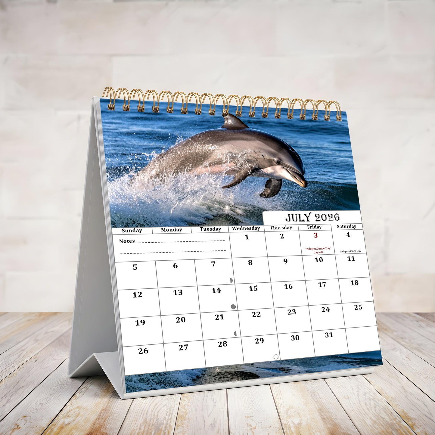 2026-2027 18 Months Standing Flip Desk Calendar Desktop Planner (Dolphins)