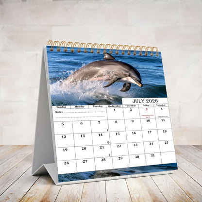 2026-2027 18 Months Standing Flip Desk Calendar Desktop Planner (Dolphins)