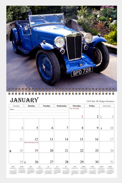 2026 Spiral-bound Wall Calendar (Classic Cars) - 12 Months Desktop/Wall Calendar/Planner