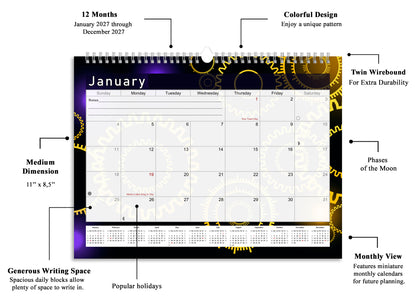 2026-2027 Monthly Spiral-Bound Wall / Desk Calendar - Desktop / Wall Blotter Calendar / Planner - (Edition #09)