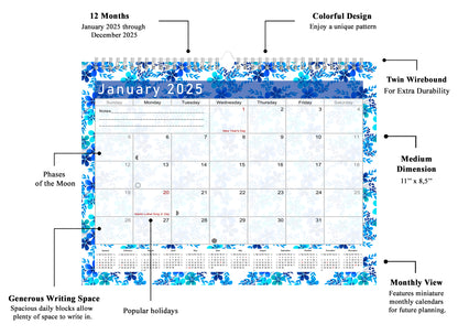 2024-2025 Monthly Spiral-Bound Wall / Desk Calendar - Desktop / Wall Blotter Calendar / Planner - (Edition #22)