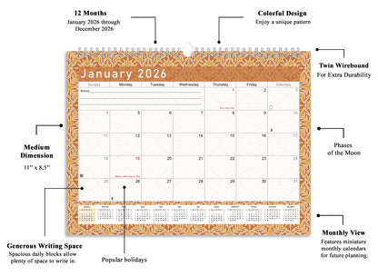 2025-2026 Monthly Spiral-Bound Wall / Desk Calendar - Desktop / Wall Blotter Calendar / Planner - (Edition #25)